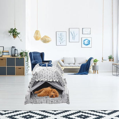 Summer Cat Tent Foldable Pet Teepee Indoor Outdoor Semi-Enclosed Comfortable Cat Nest Small Pet Sleeping Place All-Season Play Tent