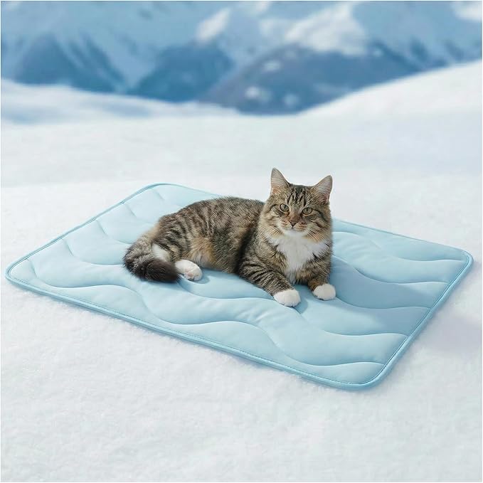furrybaby Dog Cooling Mat for Large Dogs, 30"x20" Self Cooling Pet Cooling Mat for Dogs & Cats, QMAX>0.5, Thickened Cool Fiber, Cooling pad for Dog Bed, Durable Portable Indoor/Outdoor Summer,Blue