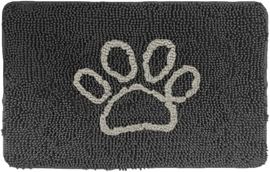 GORILLA GRIP SoakSTOPPER Dog Door Mat, 36x24 Machine Washable Rug Absorbent Doormat Captures Moisture Mud Dirt, Quick Dry Soft Chenille Entryway Rugs Indoor Entrance Mats for Dog Paws, Charcoal