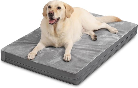Outdoor Waterproof Extra Large Dog Bed, XL Pet Beds Washable 44 inch, Orthopedic Foam Sleeping Pad with Removable Cover Reversible Anti-Slip 44"x32", Grey