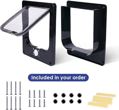 Upgraded Version - Cat Doors Flap (for Cat up to 15.7lb), Magnetic Pet Door with 4 Way Locking for Interior Exterior Doors, Weatherproof Gate, Easy Installation