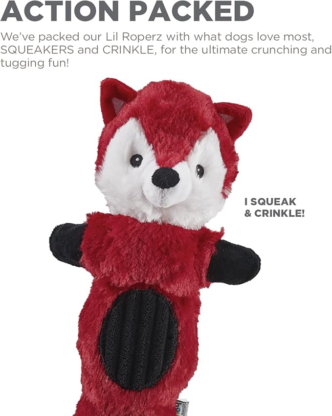 Charming Pet Lil Roperz Fox Durable Plush and Rope Tug Dog Toy