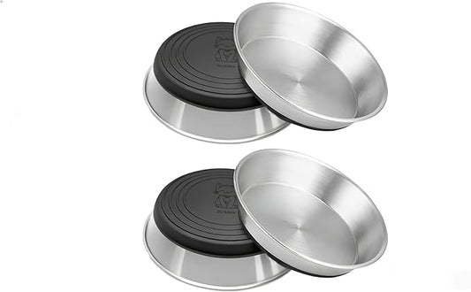 4 Pack Stainless Steel Whisker Friendly Shallow and Wide Cat Bowls for Food and Water, Non-Slip Silicone Cute Bottom for Small Dog Puppies Cats.