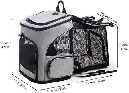 Expandable Cat Carrier Backpack, Large Soft Airline Approved Collapsible Pet Bag for Small Dogs Puppies Medium Cats, Breathable Portable Travel Bags for Hiking