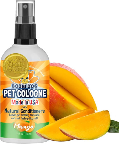 Bodhi Dog Premium Dog Cologne - Deodorizing Dog Perfume & Conditioner for Dogs & Cats - Natural Long Lasting Spray - Keeps Pets Fresh All Day - Gentle & Safe Formula, Made in USA (Mango 4 Fl Oz)