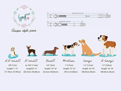 Unique style paws Dog Collar Metal Buckle Blue Striped Flower Collar Gift Durable Cute Collar for Small Medium Large Boys Girls Dogs