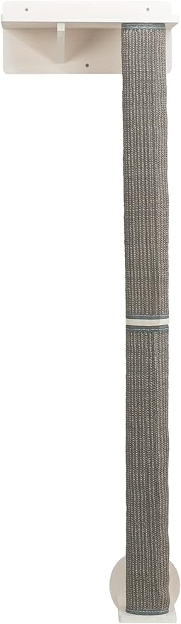 Trixie Cat Wall Furniture Set 1 - Customizable Cat Wall Climbing Set - with Climbable Scratching Post and Elevated Plattform - with Durable Sisal Rope - in White/Gray