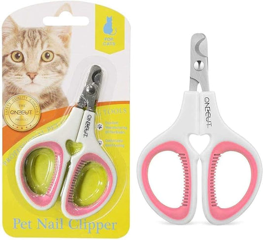 OneCut Pet Nail Clippers, Update Version Cat & Kitten Claw Nail Clippers for Trimming, Professional Pet Nail Clippers Best for a Cat, Puppy,Rabbit, Kitten & Small Dog,Sharp & Safe (Pink)
