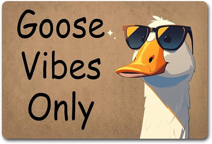 Funny Welcome Doormat (23.7 in X 15.6 in) Anti-Slip Rubber Back Entrance Way Indoor Front Porch Decor Rugs House Warming Gift (Hilarious Unique Goose Vibes Only)