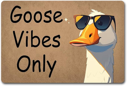 Funny Welcome Doormat (23.7 in X 15.6 in) Anti-Slip Rubber Back Entrance Way Indoor Front Porch Decor Rugs House Warming Gift (Hilarious Unique Goose Vibes Only)