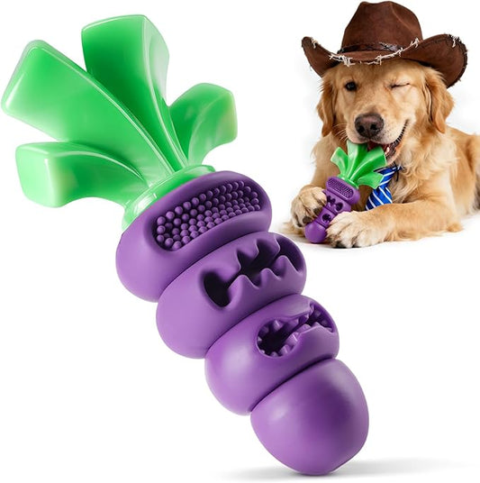 Indestructible Dog Toys for Aggressive Chewers: Heavy Duty Milk-Flavored Chew Toy for Medium & Large Dogs 20–70 lb, Dental Teeth Cleaning, Long-Lasting Enrichment Toys(Purple)