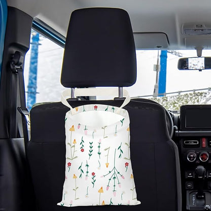 Car Trash Bag Car Garbage Bag Hanging Cars Trash Can Floral Spring Decor Waterproof Cars Back Seat Organizer for Vehicle Travelling Camping