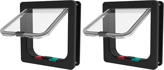 Hakuna Pets Standard Cat and Small Pet Door, Small, Black, Pets up to 11 lbs. (Pack of 2)