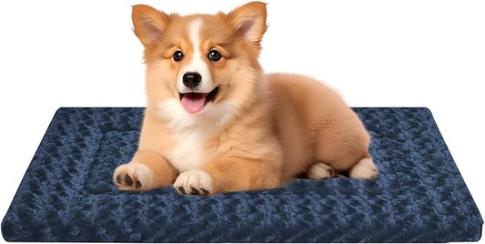 4 Pcs Washable Dog Bed Plush Orthopedic Outdoor Crate Mat with Non-Slip Bottom,Luxe Kennel Pad for Pets,Cozy Cage Cushion&Pet Sleeping Mattress Large Sized,Medium,Small Dogs,24 x 18 inch,Color Blend