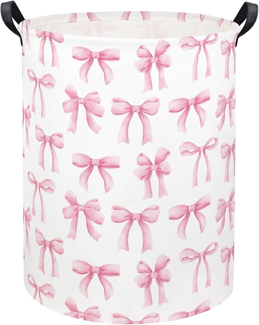 Baby Laundry Basket Kids Hamper Toy Storage Bin for Boys Room Decor Baby Nursery Hamper Gift Baskets for Bedroom Bathroom(Bowknot)