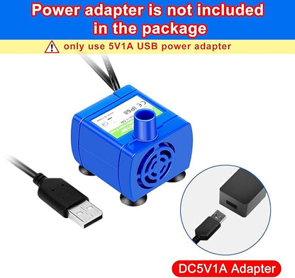 Cat Water Fountain Pump, Pet Water Fountain Pump Compatible Motor, DR-DC160 for Cat Drinking Fountain Cat Water Dispenser Replacement (With LED & Brush)