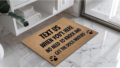 Funny Welcome Doormat (23.7 in X 15.6 in) Anti-Slip Rubber Back Entrance Way Indoor Front Porch Decor Rugs House Warming Gift (Text Before Arrived No Knock)