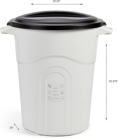 United Solutions Large Pet Food Storage Container with Snap-Tight Lid, 20 Gallon Capacity, Great for Dog Food, Livestock Feed, Bird Seed and More, (Pack of 2), White Base and Black Lid