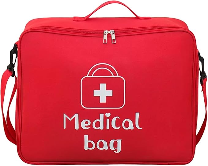 Red First Aid Bag Empty 1st Aid Bag Medical Travel Case Emergency Storage Compact Medicine Bags for Car Office Kitchen Sport Outdoors Camping Hiking Pet (Red L)
