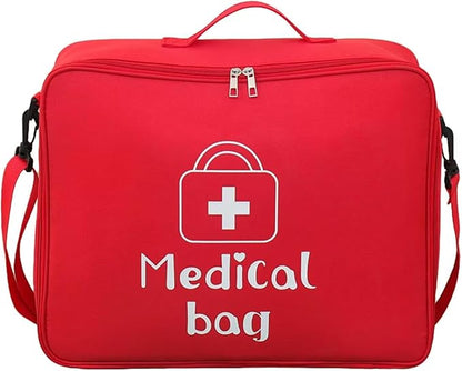 Red First Aid Bag Empty 1st Aid Bag Medical Travel Case Emergency Storage Compact Medicine Bags for Car Office Kitchen Sport Outdoors Camping Hiking Pet (Red L)
