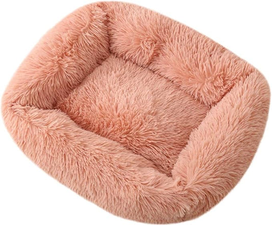La La Pet® Donut Dog Cat Bed Cozy Cave Pet Bed Burrow Dog Bed Calming Cuddler Self-Warming Pet Bed Soft Plush Pet Cushion Improved Sleep for Cats Small Medium Dogs Rose M