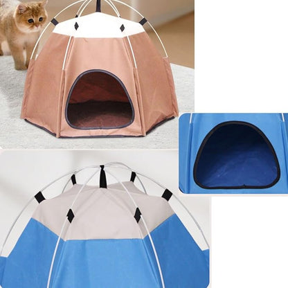 Cute Cat Teepee Cave, Cat Tent Foldable Indoor Outdoor with Thick Mat,Puppy Bed Tent,Bunny Pet Tent Teepee,Portable Dog House Teepee Tent, Cat Bed,Dog Bed Tent,Puppy Bunny,Pet Tent Teepee (D, L)