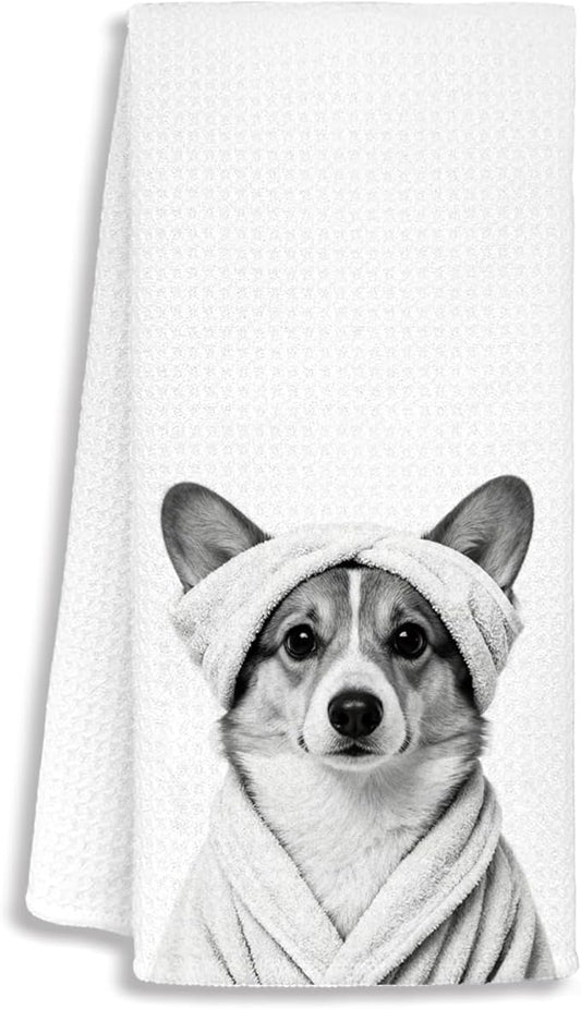 Funny Corgi Hand Towels, Corgi Gifts for Women, Gifts for Dog Lovers Mom Dad Owners Decorative Hand Towels for Bathroom Decor, Funny Dog Bathroom Decor, 16x24 Inch
