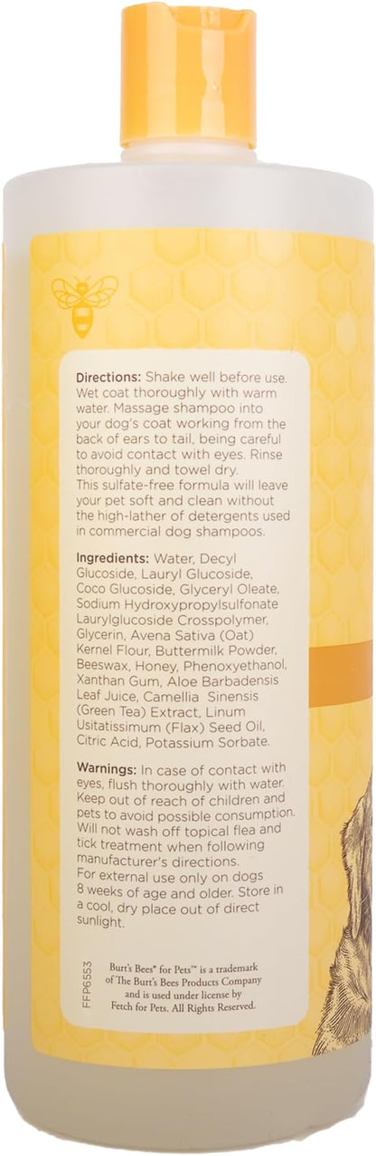 Burt’s Bees for Pets Oatmeal Dog Shampoo with Honey, Soothing Dog Shampoo for Itchy and Sensitive Skin, pH Balanced Formula that Gently Cleans and Moisturizes Dog Coats, 32 Fl Oz - 2 Pack