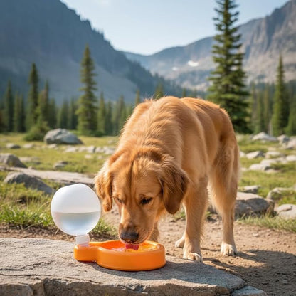 Foldable Pet Outdoor Camping Drinking Water Bottle Dog Cat Travel Portable Water Dispenser Small Large Capacity (Sunset Orange, Small)