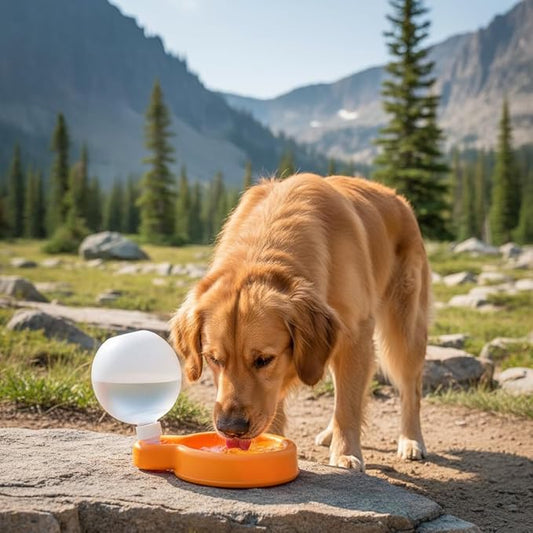 Foldable Pet Outdoor Camping Drinking Water Bottle Dog Cat Travel Portable Water Dispenser Small Large Capacity (Sunset Orange, Small)