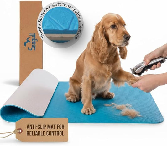 Seagull Multipurpose Foam Rubber Pet Grooming Table Mat 24 x 36 Inch Dog Grooming Mat for Table Cat Grooming Mat Dog Bath Mat Pet Vet Mat Non Slip Soft Waterproof Light Blue