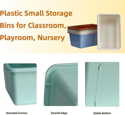 RAUVOLFIA 6 Pack Small Cubby Bin Storage Bins, Multi-Purpose Plastic Storage Bins Stackable Organizer Storage Cubbies for Home, Playroom, Classroom (Boho)