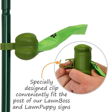 SmartSign Please Clean Up After Your Pet Yard Sign & Clip-On Dispenser Combo/Kit, 7"x10" Rust-proof Aluminum Sign with 18-inch Steel Stake, Compact Dispenser Preloaded with a 15 Dog Poop Bags Roll