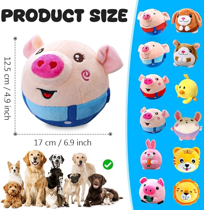 Interactive Dog Toys, 2026 New Active Moving Pet Plush Toy, Rechargeable Squeaky Dog Ball Toy with Talking Sound, Washable Cartoon Pig Plush Toy (#03)