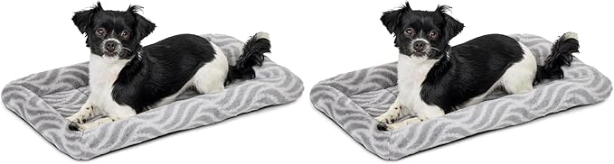 MidWest Homes For Pets QuiteTime Deluxe Wave Bolster Bed for Small Dogs; Easily Machine Wash and Dry; Gray; 22"; 40222-WVGY (Pack of 2)