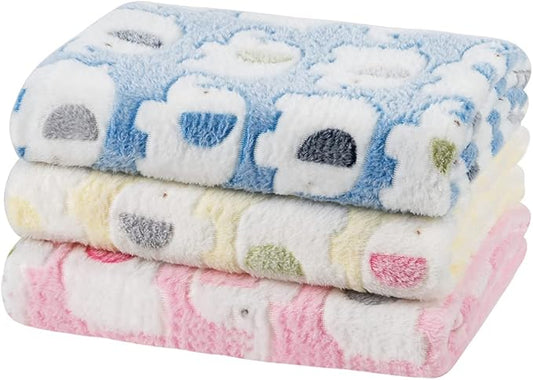 Dono 1 Pack 3 Dog Blankets, Soft Fluffy Fleece Pet Blanket Warm Sleep Mat Paw Print Design Puppy Kitten Throw Blankets Doggy Blanket for Dogs