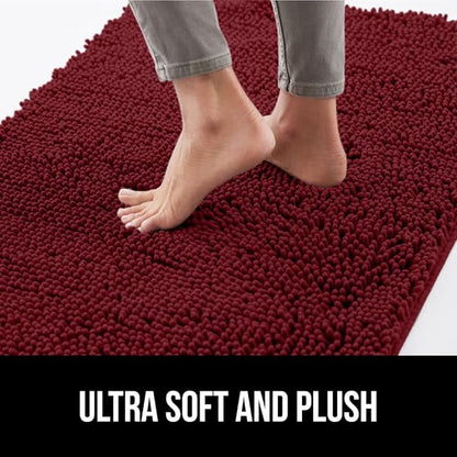 GORILLA GRIP SoakSTOPPER Dog Door Mat, 36x24 Machine Washable Rug Absorbent Doormat Captures Moisture Mud Dirt, Quick Dry Soft Chenille Entryway Rugs Indoor Entrance Mats for Dog Paws, Burgundy