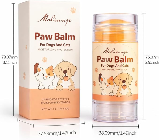 Dog Paw & Nose Balm Stick for Dogs & Cats, 2 Pack 1.41oz/40g, Mess-Free Lick-Safe Paw Wax for Hot Pavement & Winter Salt/Snow, Moisturizes Dry, Cracked Paws & Noses, Beeswax Olive Oil VIT E