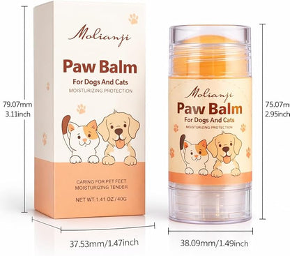 Dog Paw & Nose Balm Stick for Dogs & Cats, 2 Pack 1.41oz/40g, Mess-Free Lick-Safe Paw Wax for Hot Pavement & Winter Salt/Snow, Moisturizes Dry, Cracked Paws & Noses, Beeswax Olive Oil VIT E