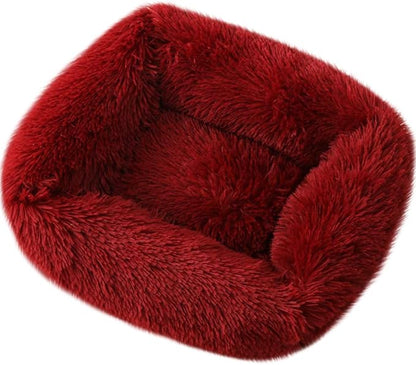 La La Pet® Donut Dog Cat Bed Cozy Cave Pet Bed Burrow Dog Bed Calming Cuddler Self-Warming Pet Bed Soft Plush Pet Cushion Improved Sleep for Cats Small Medium Dogs Red XS