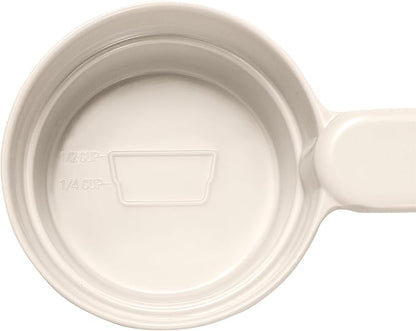 Dog Cat Food Scoop - Pet Food Scoop Dog Food Measuring Cup 1/2 1/4 Cup, Comfortable Long Handle for Easy to Scoop Food, White 1/2 Cup
