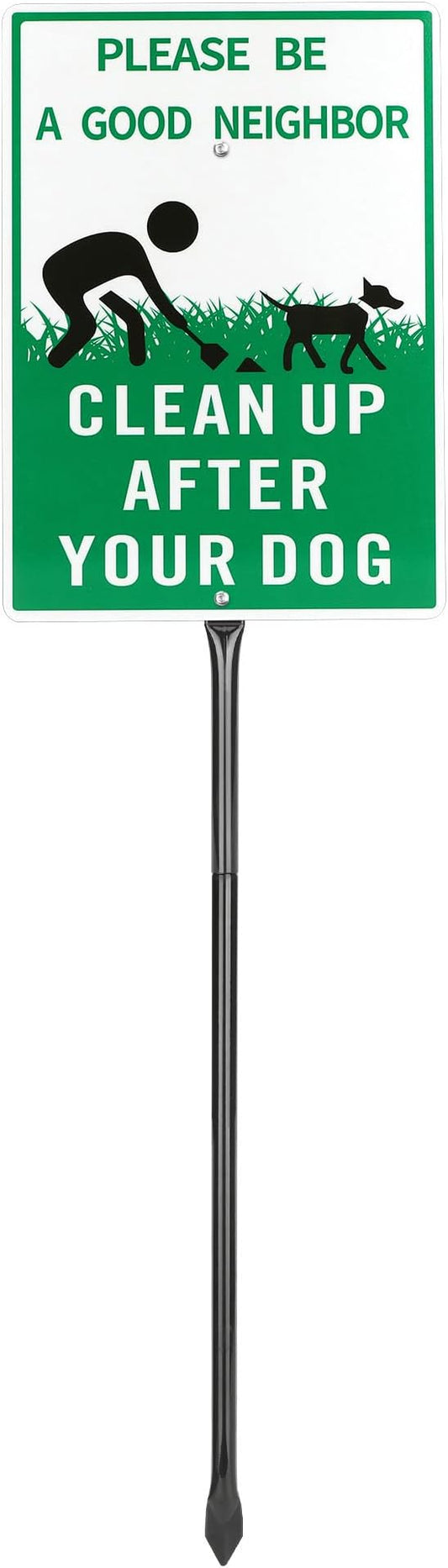Thten Please Clean Up After Your Dog,Pick Up Your Dog Poop Signs, Dog Poop Sign,14" x 10" Yard Sign with Stake Kit,35.4 inch tall,Be a Good Neighbor Sign, Easy Install,Rustproof Aluminum 1 Pack