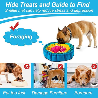 Vivifying Snuffle Mat for Dogs, Adjustable Dog Puzzle Toys Sniff Mat, Interactive Enrichment Toys for Slow Eating and Mental Stimulation (Red Yellow Blue)