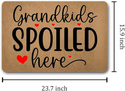 Funny Welcome Doormat (23.7 in X 15.6 in) Anti-Slip Rubber Back Entrance Way Indoor Front Porch Decor Rugs House Warming Gift (Grandkids Spoiled Here)