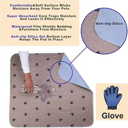 Washable Puppy Pads, Reusable Pet Training Pads - Large Dog Bed Mat, Waterproof & Super Absorbing