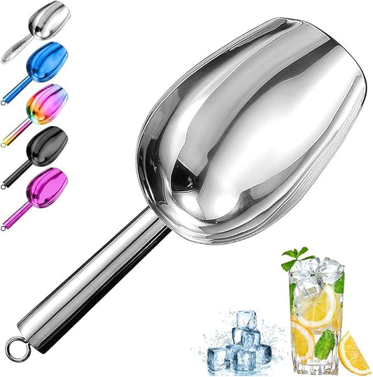 Metal Ice Scoop，Kitchen Ice Scooper for Ice Maker,Stainless Steel Small Ice Scooper for Freezer，Kitchen Gadgets Cookie Flour Pet Dog Food Scoop (silver, 6OZ)