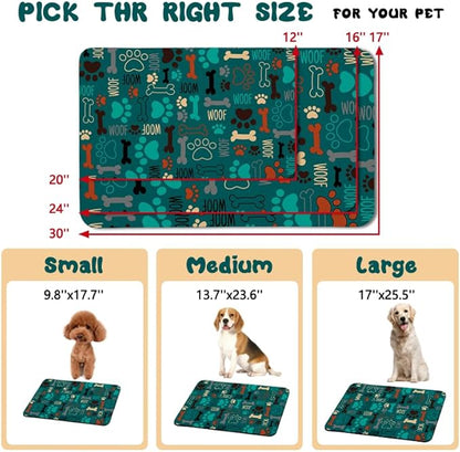 Dog Food Mats for Floors Waterproof, Dog Cat Water Bowl Mats Pet Feeding Absorbent Mat Dog Cat Pet Placemats for Food and Water Green 17 * 30 inch