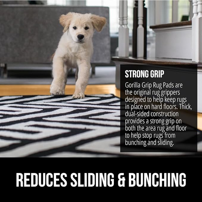 GORILLA GRIP Strong Rug Pad Gripper, 8x11 FT, US Designed, Grips Help Keep Area Rugs Safe and in Place, Slip and Skid Resistant Pads for Hard Floors, Under Carpet Mat Cushion and Hardwood Protection