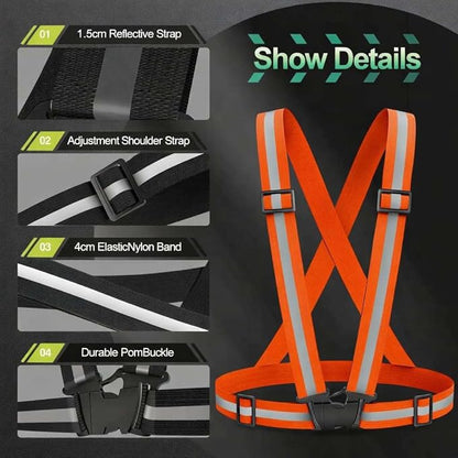 2 Packs Reflective Vest Running Gear, High Visibility Reflective Running Gear Adjustable Elastic Safety Vest for Night Jogging, Biking, Walking or Dog Walking, Running Vest for Men Women Children