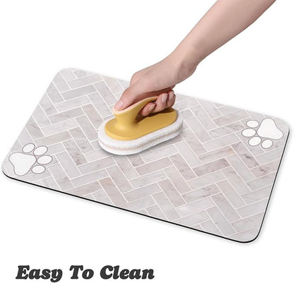 Dog Food Mats,Cat Absorbent Water Bowl Feeding Mats Pet Placemats for Food and Water Wood 17 * 30 inch